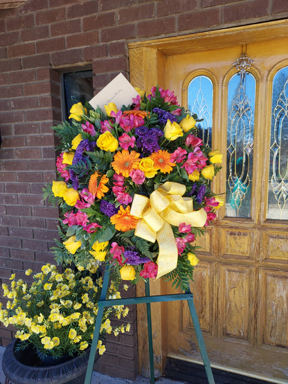 Colorful Sympathy Standing Spray Flowers
